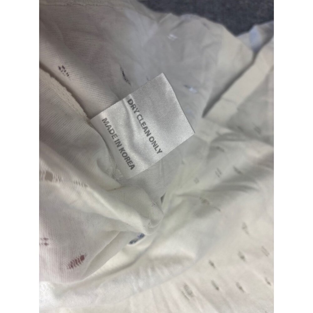 ByChance Short Sleeve T-Shirt Women's Large White Blue Lambskin Stars Distressed - Picture 7 of 8